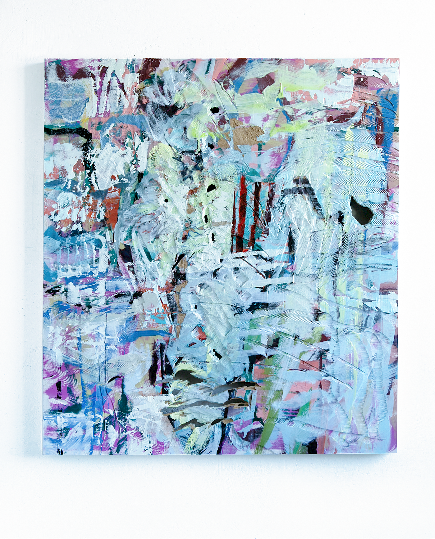 o.T. Ölfarbe auf Holz, Motorsäge, 100 x 90 cm, 2026